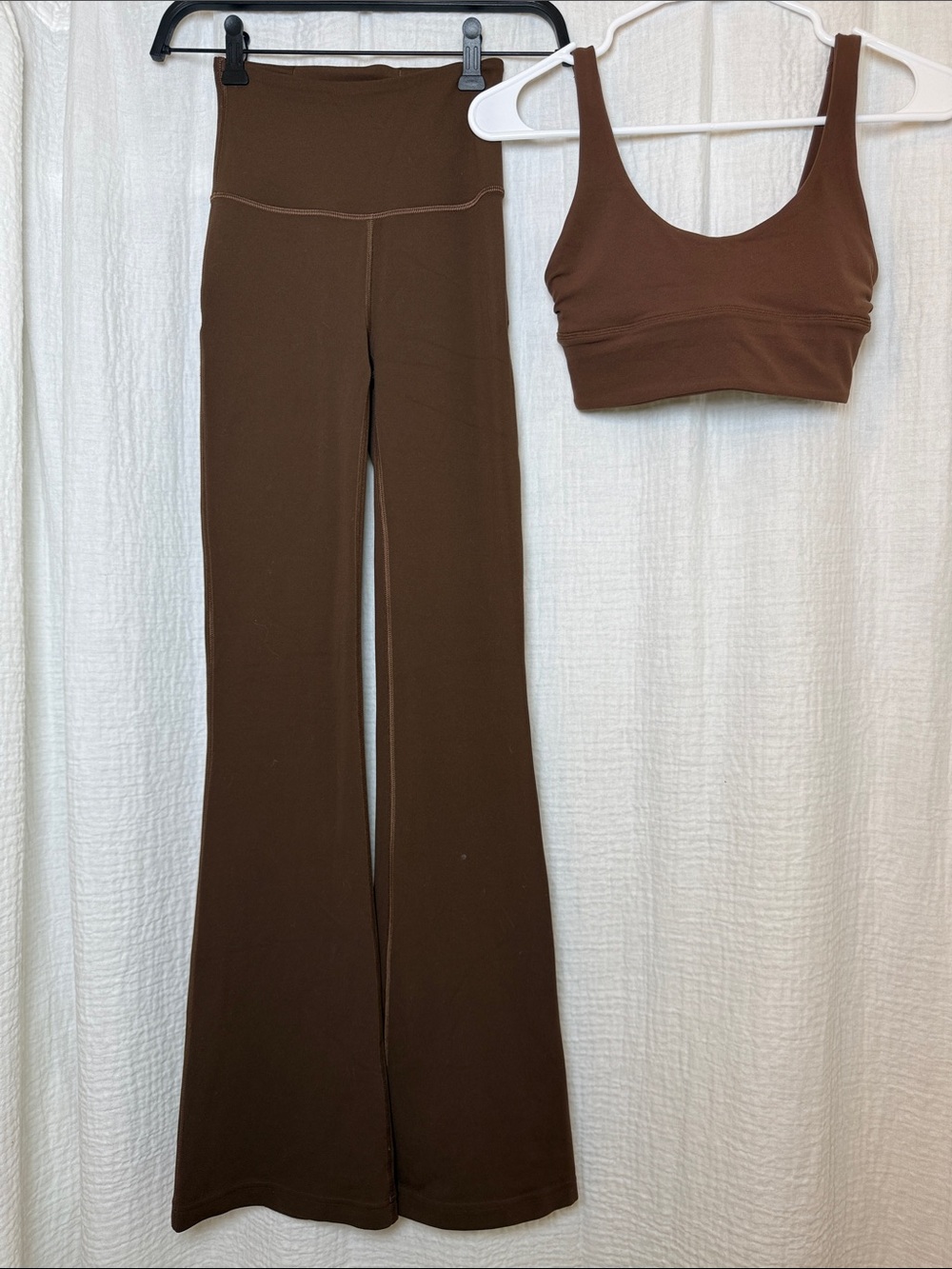 Lululemon Align Matching Set Groove SHR Flare Pants and Align Bra Java Brown